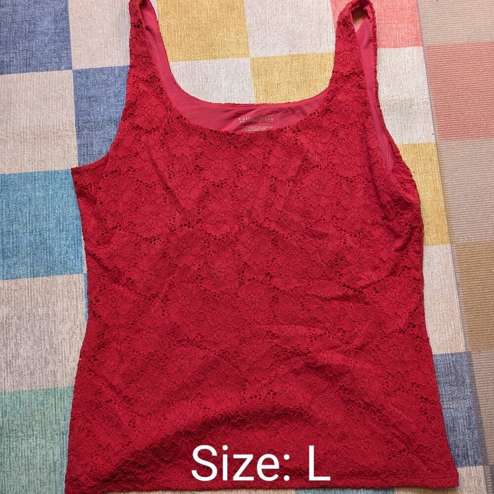 Pink Floral Lace Tank Top, White House Black Market, L